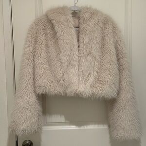 HOODED FAUX FUR JACKET XS